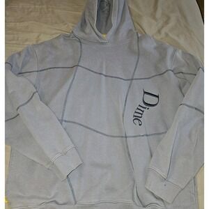 Grunge Dime Plaid Hoodie Sweatshirt Men's XL Blue Fleece Lined Pullover